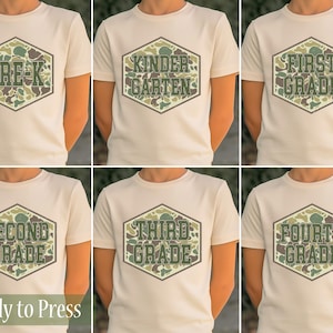 Camo Back To School Grades Patches  - Ready to Press DTF Transfers - Direct to Film Transfers - DTF Print