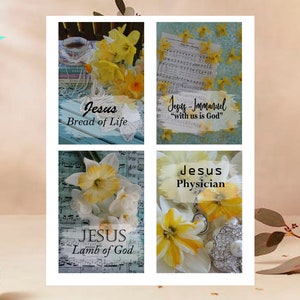 Praying the Names of God/Jesus Bundle of Ten (10) PDF Bible Journaling Digital Printable Cards (40), Scripture Tags/Bookmark