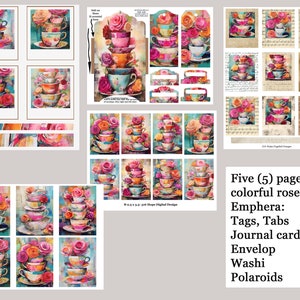 Journaling Kit Mixed Media Rosen, Inspiration Journal Tags, Chrisitan Digital, Faith Journal Cards, Inspirational Cards