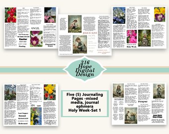 Christliches Osterjournal Kit: Karwoche Set 1 (fünf Seiten) PDF zum ausdrucken (Digitaler Download)