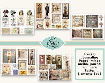 Ostern Journaling Kit: Christliche Mixed Media Ephemera (Digital Printable)