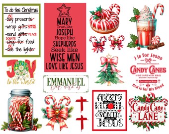 Pegatinas navideñas cristianas: imprimibles para diario bíblico (descarga digital)