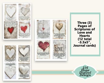 Scripture Journal Cards: Love & Faith, Christian Digital (PDF)