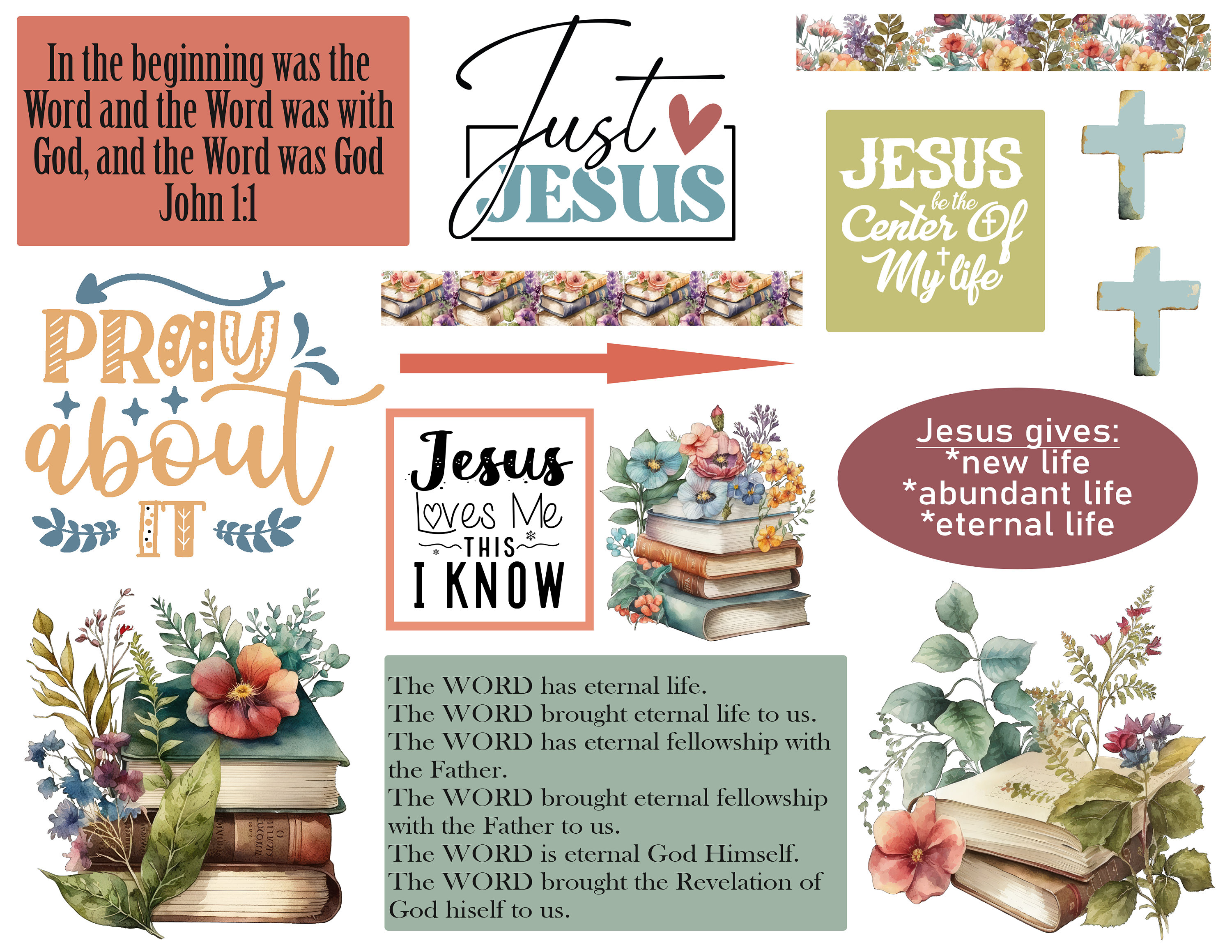 Christian Bible journaling printable, The Word John 1:1, Prayer Journaling, Bible Study, Christian Digital, Scripture Writing, Faith Art