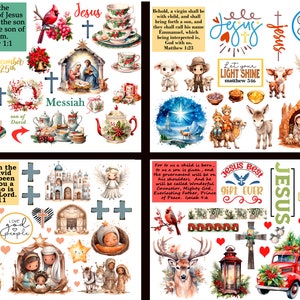 Bible journaling printable, XMAS -4 pages, Set 1, Prayer Journaling, Bible Study, Christian Digital, Scripture Writing, Faith Art