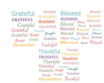 Blessed Grateful Thankful Word Art: Bible Journaling Printable (PDF)