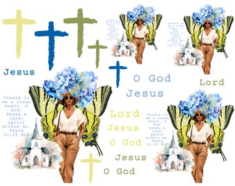Psalm 51:10 Bible Journaling Collage Pages (Digital Download)