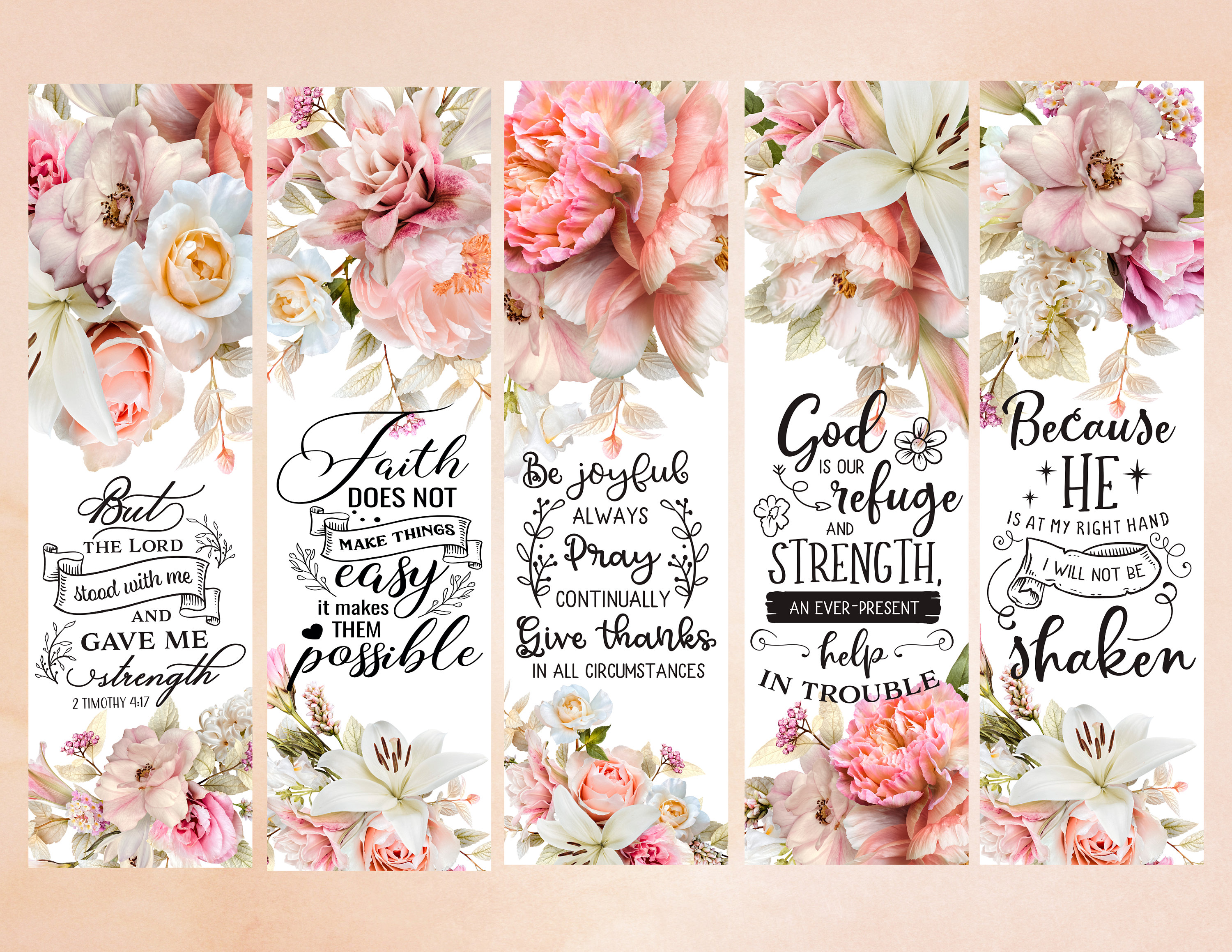 Floral Christian Bookmarks: Scripture Bible Study Tags (digital ...