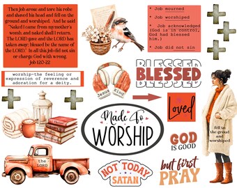 Afdrukbaar bijbeljournaal, Jobs-personage, Job 1:20-22, Journaling, Bijbelstudie, Christian Digital, Schrift schrijven, Faith Art