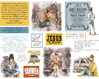 Bibel Journaling druckbar, Tag und Nacht meditieren, Psalm 1: 1-2, Gebet Journaling, Bibelarbeit, Christian Digital, Schrift schreiben