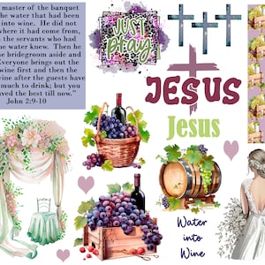 Bible journaling printable, Water into Wine John 2:9-10, Journaling, Bible Study, Christian Digital, Scripture Writing, Faith Art