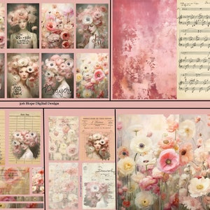 Journaling Kit Rosa Ranunkel Blumen Bundle 1, Inspiration Journal Tags, Chrisitan Digital, Faith Journal Cards, Inspirationskarten