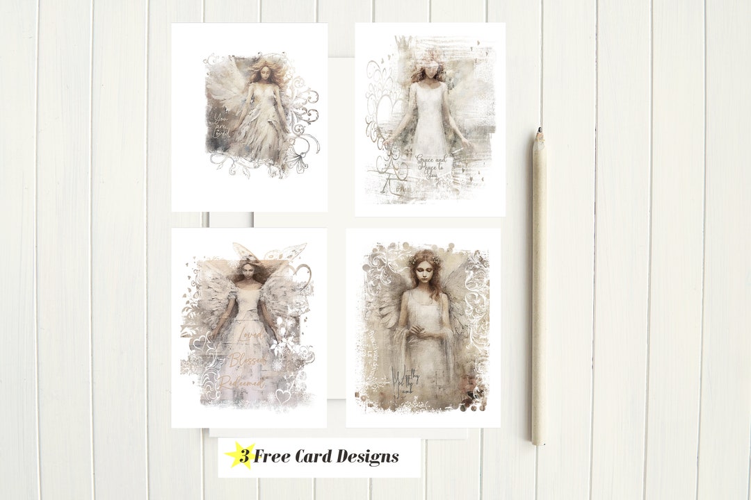 Angel Notecard Set: Inspirational Printable Cards (digital Download) - Etsy