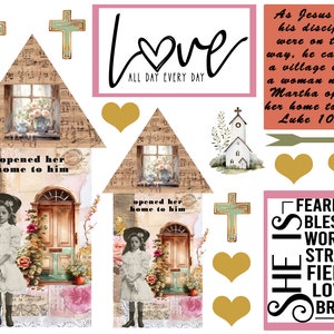 Bible journaling printable, Luke 10:38, Opened her Home, Prayer Journaling, Bible Study, Christian Digital, Scripture Writing, Faith Art