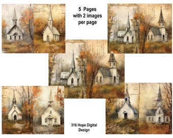 Autumn Church Background Papers: Bible Journaling Printables (PDF)