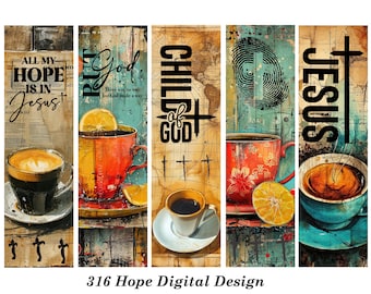 Set di segnalibri Christian Coffee: etichette bibliche per il diario biblico (download PDF)