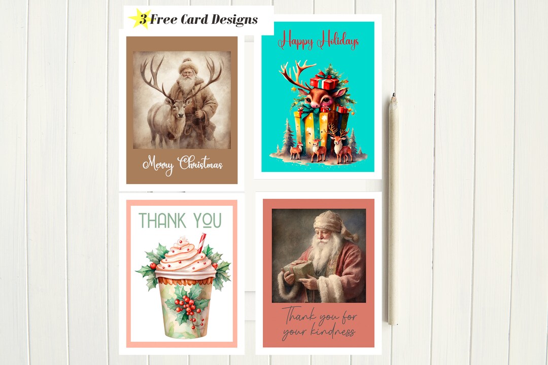 Christmas Notecard Digital Printable Card, Holiday Notecard Instant ...