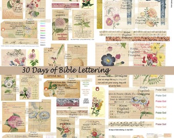 May include: A collage of 30 digital designs featuring floral illustrations, vintage-style text, and the phrase "Hope Digital Designs". The designs are perfect for scrapbooking, card making, and other crafting projects.