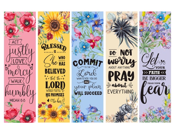 Floral Christian Bookmarks: Scripture Bible Study Tags (PDF)