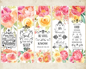 Floral Christian Bookmarks: Scripture Bible Study Tags (Digital Download)