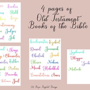 Christian Digital Printable, Old Testament Books of the Bible, Chrisitan Digital, Bible Journaling Scripture Tags, Bible Study