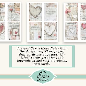 Bundel journalingkaart, liefdesbriefjes uit de Schrift, schriftdagboektags, Chrisitan Digital, Faith Journal Cards, junkjournal