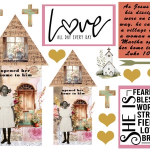 Bible journaling printable, Luke 10:38, Opened her Home, Prayer Journaling, Bible Study, Christian Digital, Scripture Writing, Faith Art