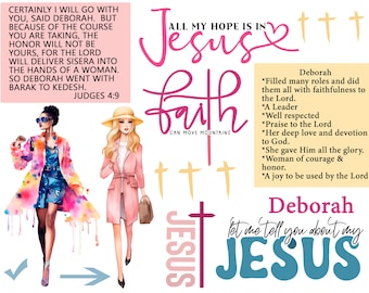 Bible journaling printable, Deborah Judges 4:9, Prayer Journaling, Bible Study, Christian Digital, Scripture Writing, Faith Art