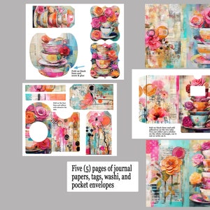 Journaling Kit Teetassen und Rosen Bundle 3, Inspiration Journal Tags, Chrisitan Digital, Faith Journal Cards, Inspirationskarten