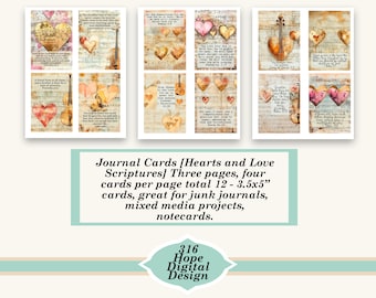 Hearts Scripture Journal Cards: Christian Faith Tags (Digital Download)
