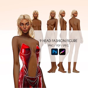 Fashion Figure Templates: Brazilian Female Model, Design Croquis (Digital Download)