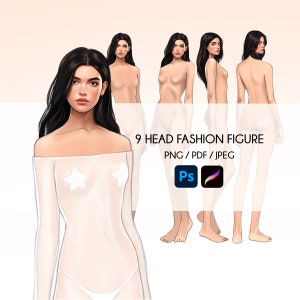 4 つのファッション女性フィギュア - 4 つのファッション フィギュア テンプレート - Fashion Coquis (デジタル + 印刷対応!)
