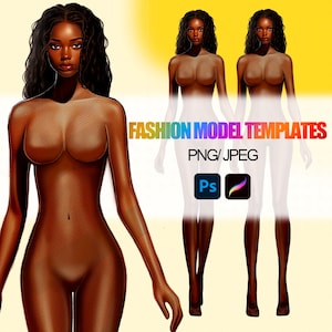 2 つのファッション女性フィギュア - ファッション フィギュア テンプレート - ファッション コキス (デジタル + 印刷対応!)