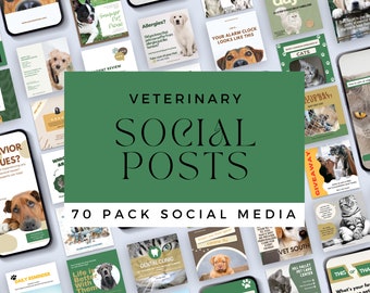 Pet Vet Instagram Templates, VETERINARIAN INSTANT DOWNLOADS, Animal, Social Media Posts and Stories, Vet Clinic, Editable, Instagram