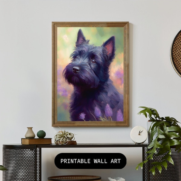 Scottish Terrier Impressionism Portrait - œuvres d'art imprimables - imprimables murales - Art coloré - Décoration d'intérieur - art généré par ai