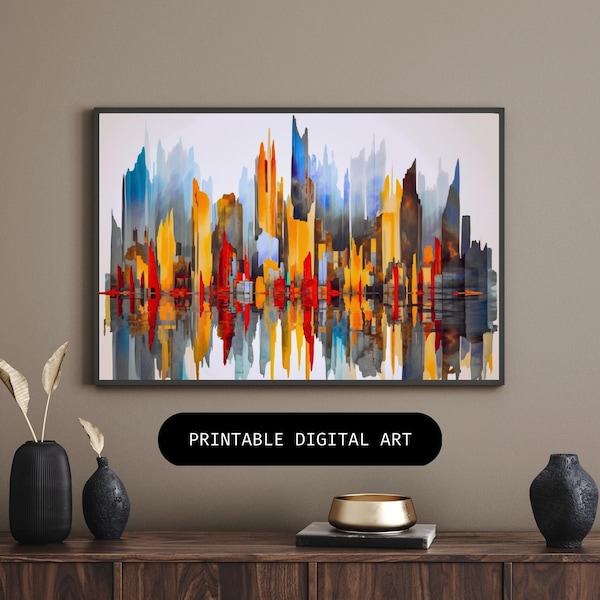 Abstrakte Stadt Landschaft - Digital Art Print - Wand-Dekor - Abstrakte Malerei - Wand Kunst - Digital Download - Stadt Skyline Kunst