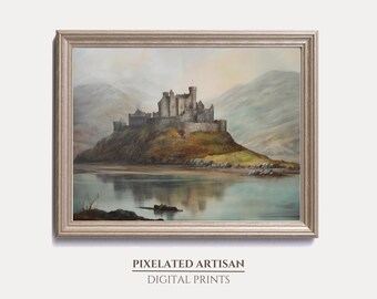 Eilean Donan Castle Art | Castle Oil Painting | Scotland Printable Art | Scottish Castle Painting | Castle Painting Print | Castle Poster
