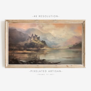 Samsung Frame TV Art: Scottish Loch Castle Vintage Oil Painting (Digital Download)