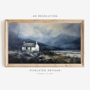 Samsung Frame TV Art: Moody Scottish Cottage Oil Painting (Digital Download)