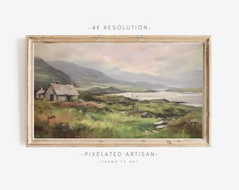 Ireland Cottage Oil Painting: Rustic Farmhouse Samsung Frame TV Art (Digital Download)