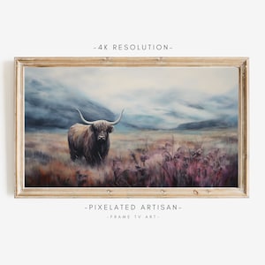 Samsung Frame TV Art: Highland Cow, Scottish Landscape (Digital Download)