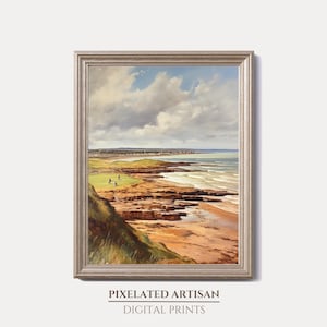 St Andrews Golf Course Vintage Oil Painting: Scottish Landscape Art (Digital Download)