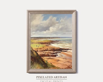 St Andrews Golf Course Scotland Vintage Oil Painting | Digital Download Scotland Wall Art | Scottish Highlands Landscape Art