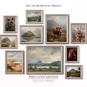 Scotland Country Gallery Wall Art PRINTABLE SET of 10 | Scottish Oil Painting | Scotland Printable Art | Scottish Highlands Painting Print
