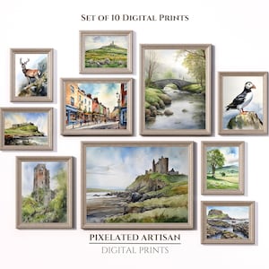 Ireland Watercolour Gallery Wall Art PRINTABLE SET of 10 | Irish Landscape digital download art |