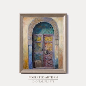 Moroccan Door Impressionism Art Print: Claude Monet Style (Digital Download)