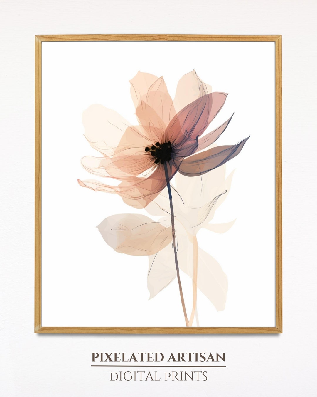 Boho Floral Art Print: Minimalist Flower Wall Decor (digital Download ...