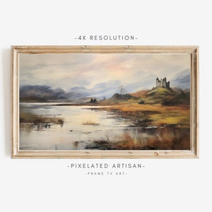 Samsung Frame TV Art: Scottish Highlands Castle Oil Painting (Digital Download)