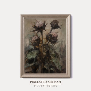 Scotland Thistle Muted Oil Painting Digital Download | Scotland Wall Art | Scottish Highlands Landscape Art