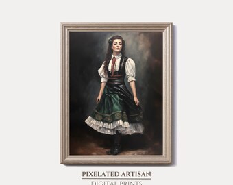 Vintage Irish Dancer Oil Painting: Traditional Ireland Art (Digital Download)